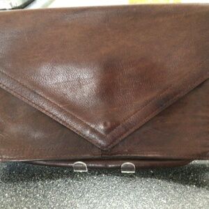Vintage brown leather clutch purse